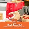 2 Slice Bread Toaster with 6 Level Browning Control - Removable Crumb Tray, Cancel Function, Cord Storage & Cool Touch Plastic Housing - 650W, 2 Year Warranty, Red