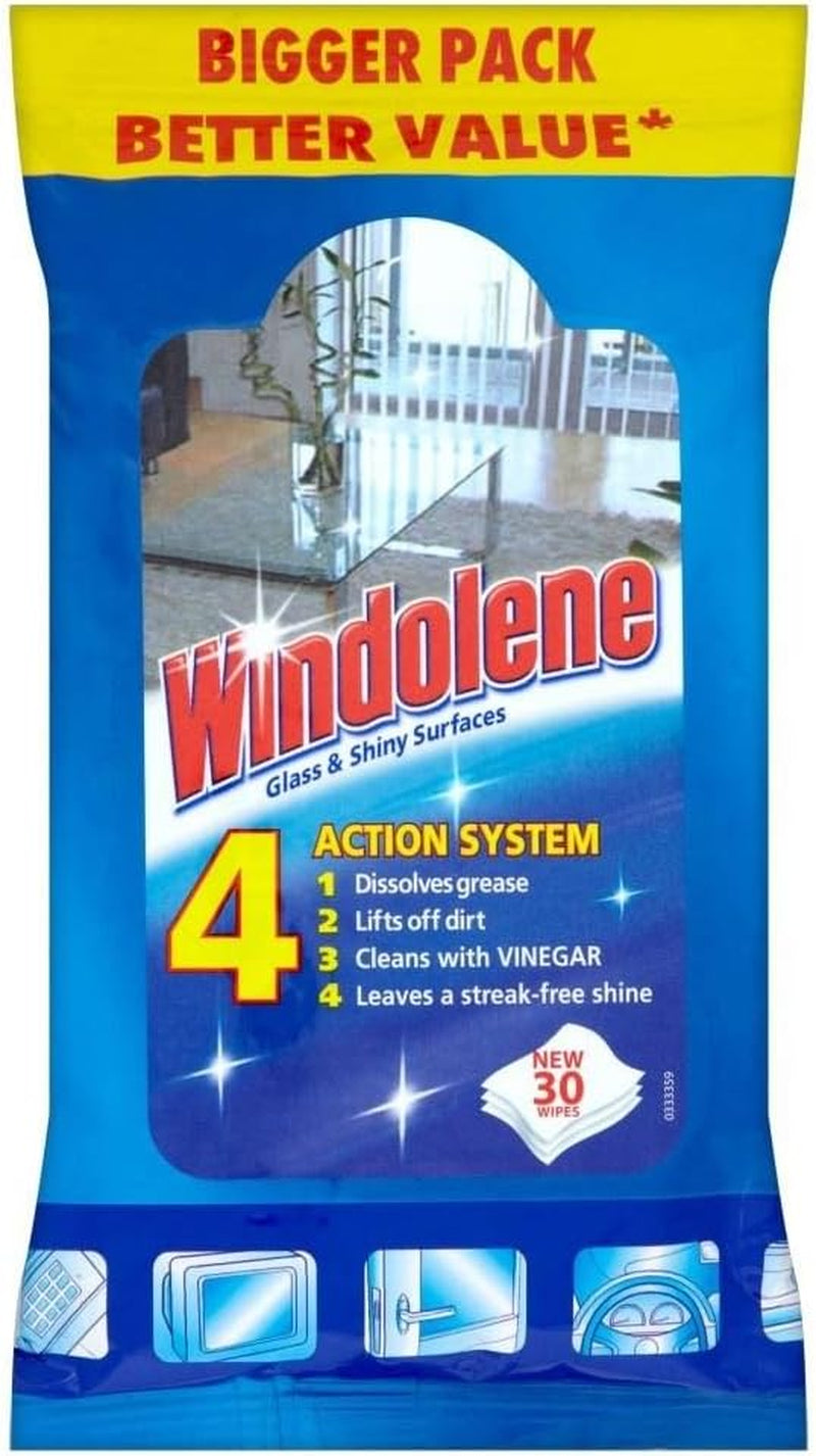 Glass & Shiny Surfaces Diamond Shine, 60 Wipes (2 Packs X 30), Streak-Free Cleaning for Windows, Window Cleaner & Glass Cleaner