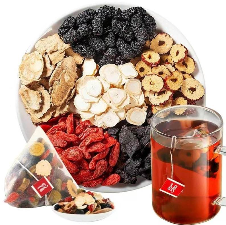 Ginseng Seven Treasures Tea Kidney Tea, Traditional Chinese Herbal Tea, Natural Organic Kidney Cleanse Detox Tea For Women & Men, 7 Precious Ingredients Formula