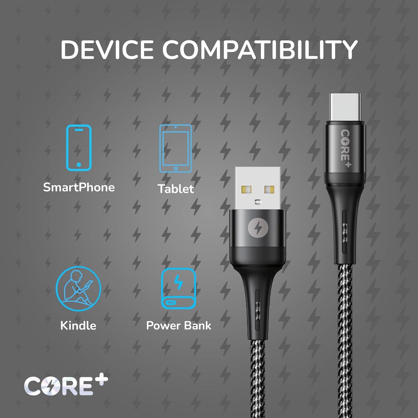 | 1.5M USB C to USB a Smartphone Charger Cable 12W | Fast Charging | Compatible with Iphone 15 Pro, Macbook, Samsung, Google Devices | Includes Cable Tidy (1 X 1.5M 15W Fast Charge)