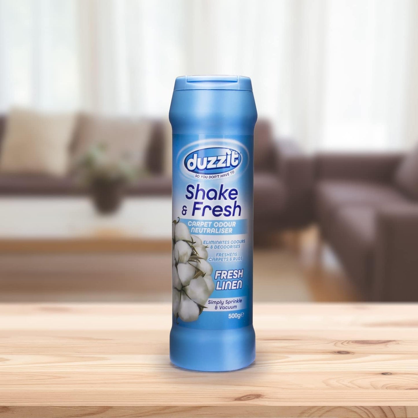 ® Duzzit Shake & Fresh Carpet Odour Neutraliser Fresh Linen 500G Shake Eliminates Smells of Tobacco Cooking & Pets
