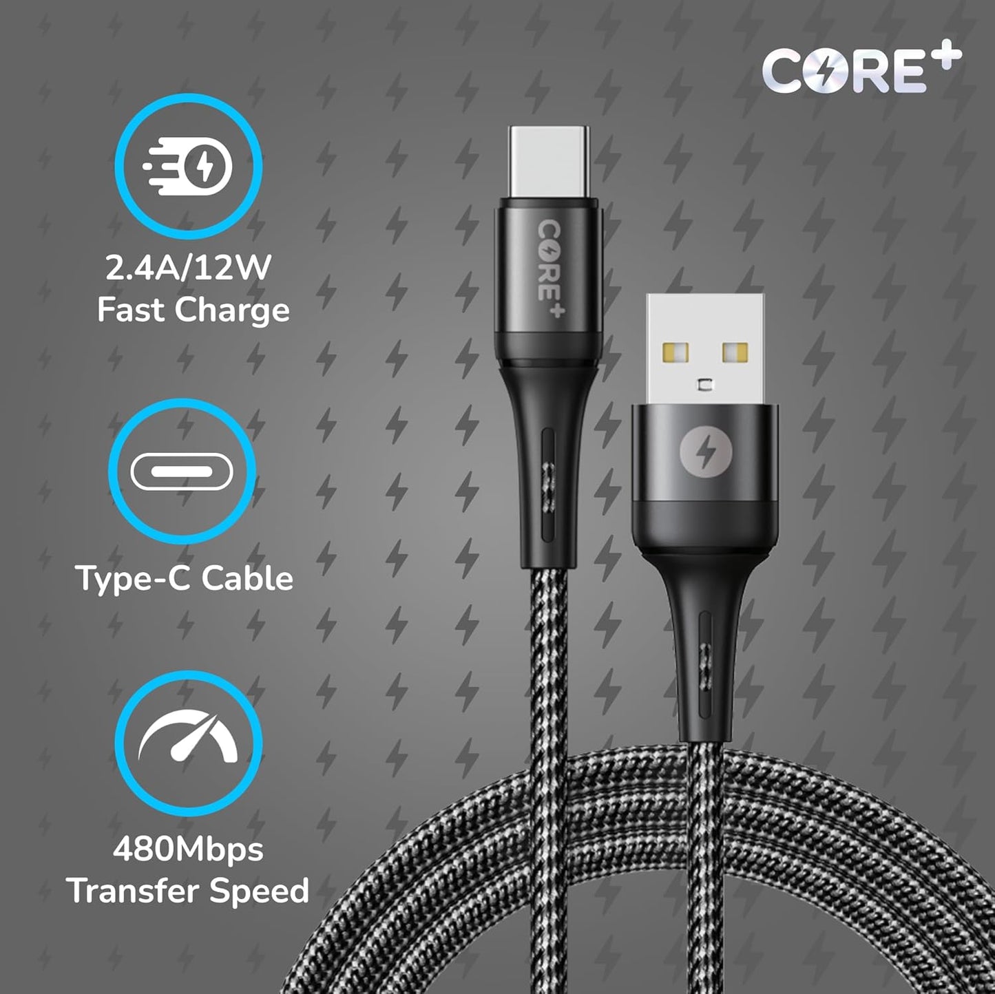 | 1.5M USB C to USB a Smartphone Charger Cable 12W | Fast Charging | Compatible with Iphone 15 Pro, Macbook, Samsung, Google Devices | Includes Cable Tidy (1 X 1.5M 15W Fast Charge)