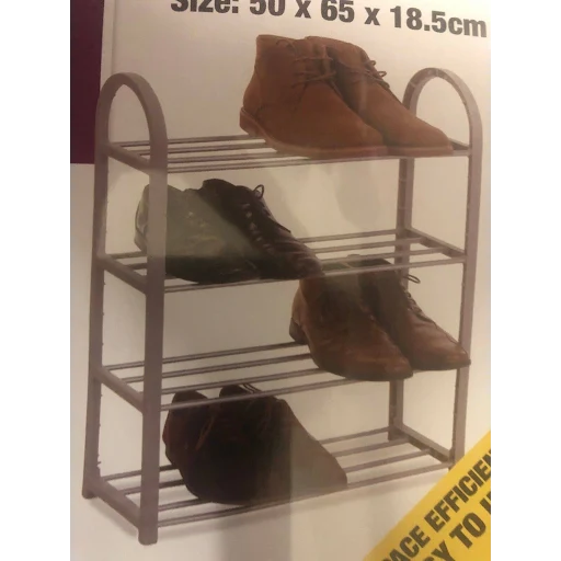 Shoe Rack, Shoe Rack Storage Organizer, Shoe Storage Rack with 4 Tiers Metal Shelves, Shoe Rack for Room Entry, Easy to Install, Suitable for Entrance, Garage, Bedroom, Bathroom