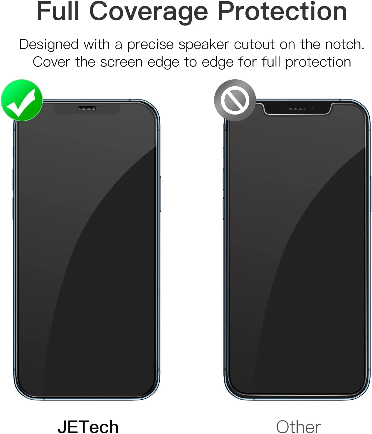 Full Coverage Screen Protector for Iphone 12/12 Pro 6.1-Inch, Black Edge Tempered Glass Film with Easy Installation Tool, Case-Friendly, HD Clear, 3-Pack