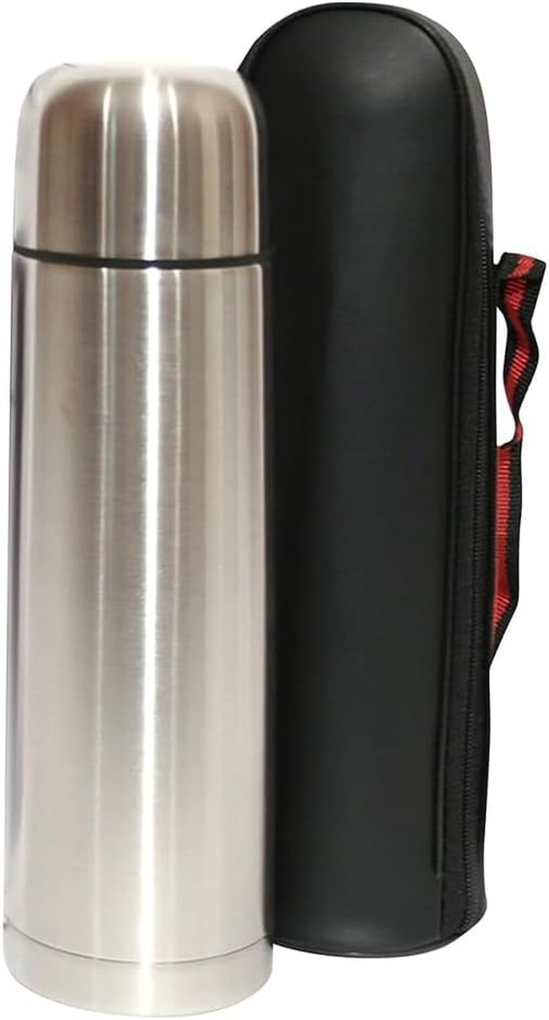 1L Stainless Steel Flask - Keeps Drinks Hot & Cold, with Carry Case, Vacuum Insulated Thermos, Perfect for Sports, Outdoor, Hiking, Travel, Office, Leakproof Lid Serves as a Cup, 1000Ml