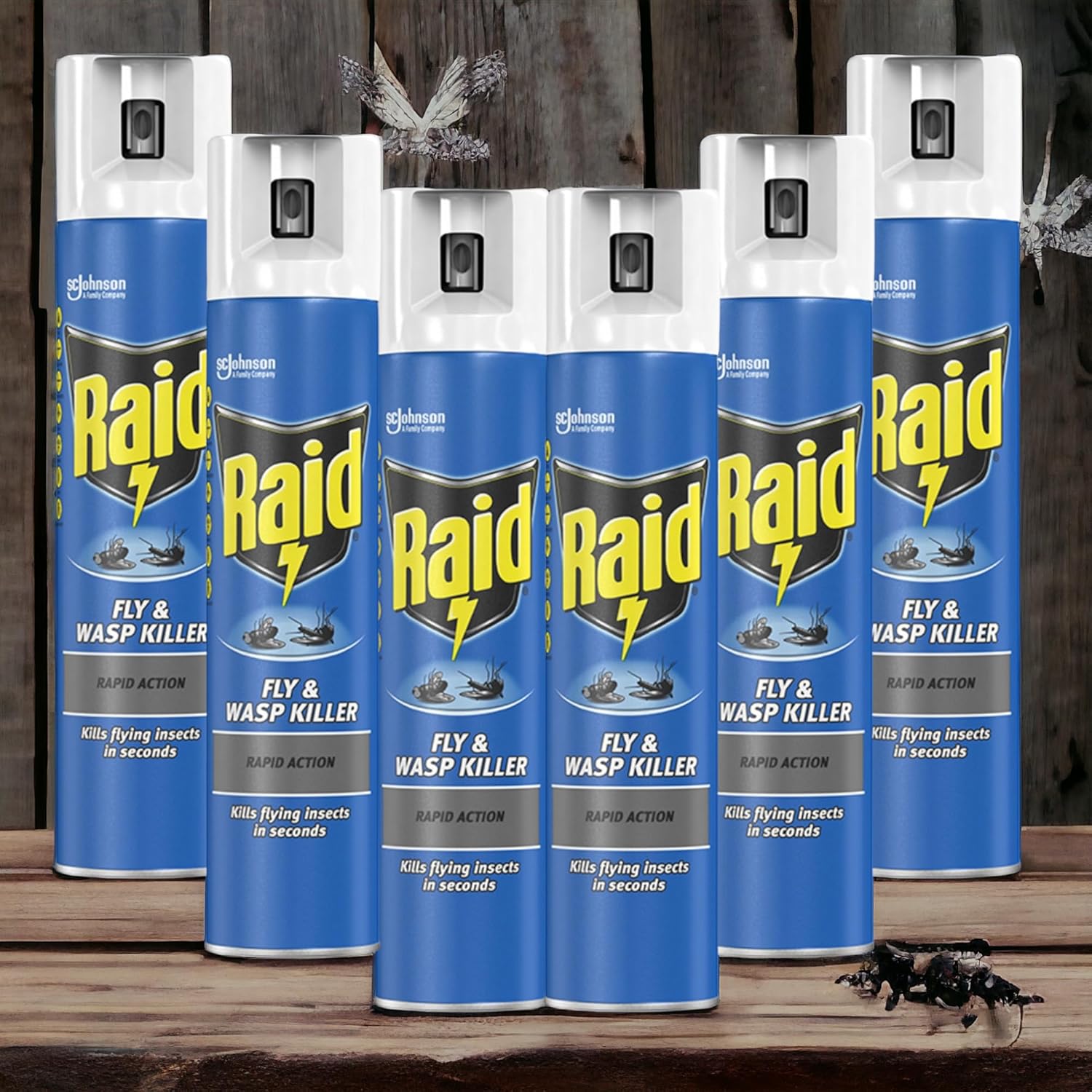 6 X 300Ml Raid Rapid Action Fly & Wasp Killer, Fly Killer Spray for Indoor Use(Total 1800 Ml)