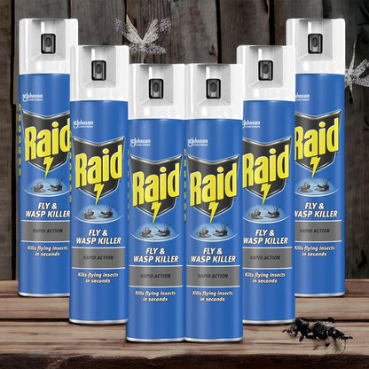 6 X 300Ml Raid Rapid Action Fly & Wasp Killer, Fly Killer Spray for Indoor Use(Total 1800 Ml)