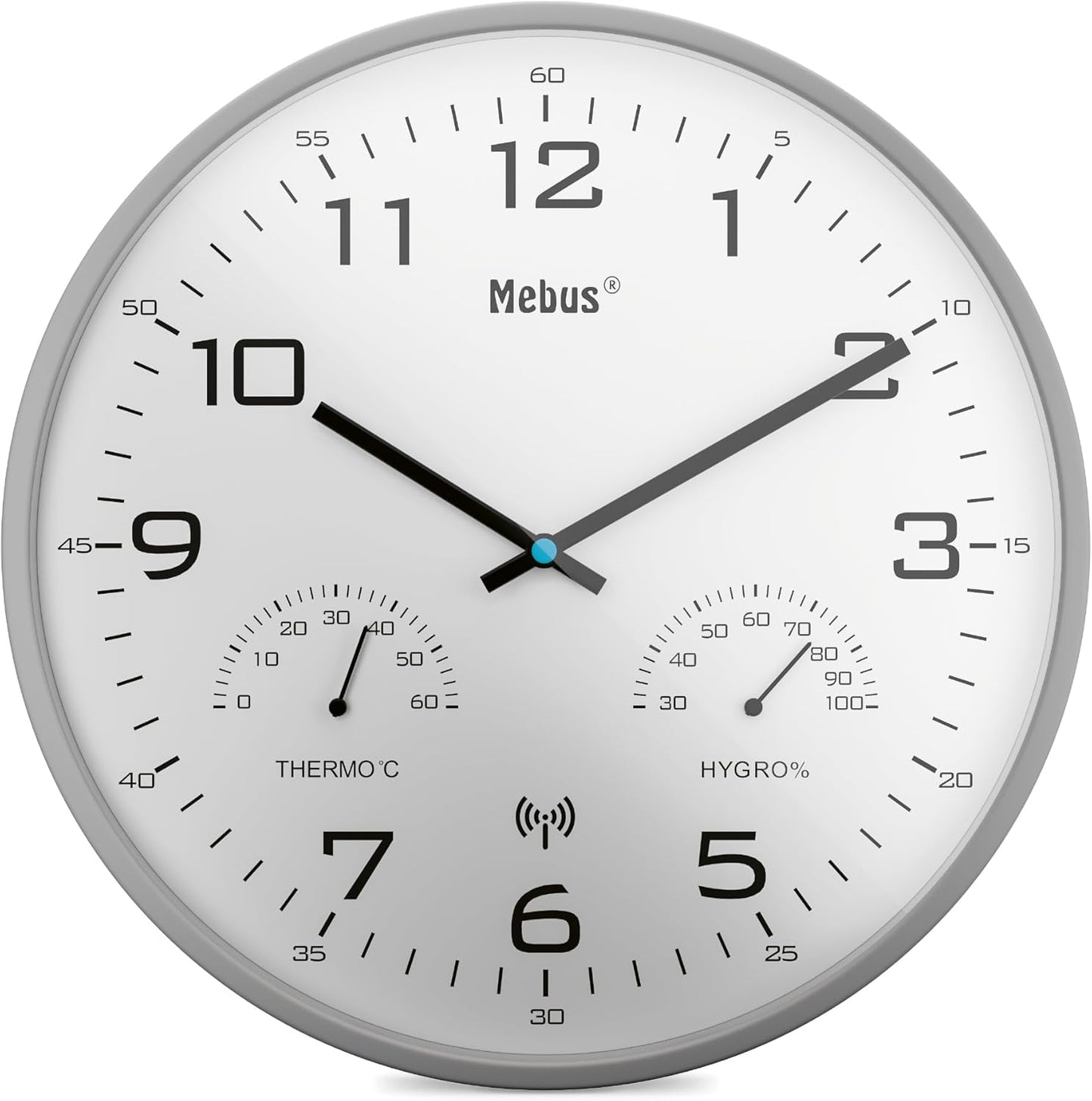 Wireless Wall Clock, Gray, 30 Cm