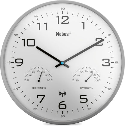 Wireless Wall Clock, Gray, 30 Cm