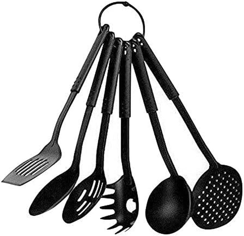 ® Premium 6Pc Nylon Kitchen Utensil Set for Cooking 30Cm Cooking Utensils,Slotted Spatula,Slotted Spoon,Spaghetti Server,Serving Spoon,Soup Ladle,Spatulas