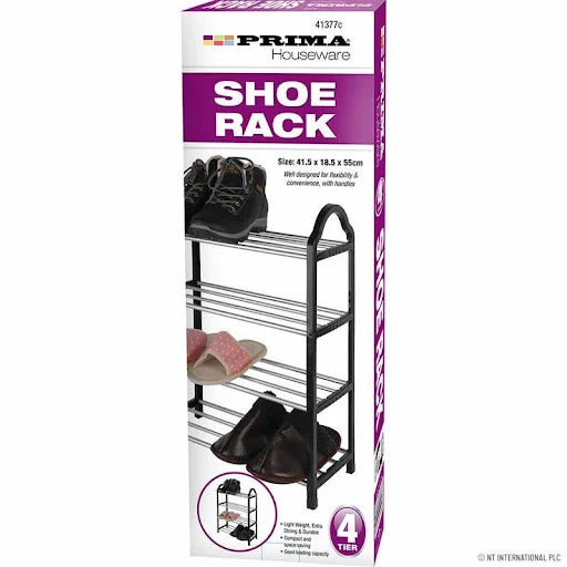 Shoe Rack, Shoe Rack Storage Organizer, Shoe Storage Rack with 4 Tiers Metal Shelves, Shoe Rack for Room Entry, Easy to Install, Suitable for Entrance, Garage, Bedroom, Bathroom