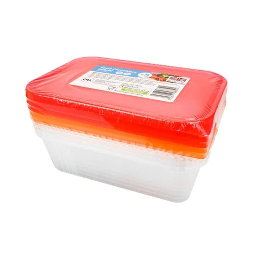 Plastic Microwave Freezer Safe Food Containers with Lids (5PK 650Ml)