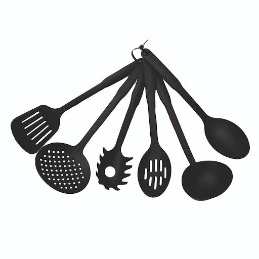 ® Premium 6Pc Nylon Kitchen Utensil Set for Cooking 30Cm Cooking Utensils,Slotted Spatula,Slotted Spoon,Spaghetti Server,Serving Spoon,Soup Ladle,Spatulas