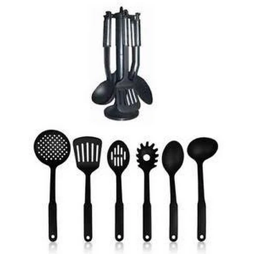 ® Premium 6Pc Nylon Kitchen Utensil Set for Cooking 30Cm Cooking Utensils,Slotted Spatula,Slotted Spoon,Spaghetti Server,Serving Spoon,Soup Ladle,Spatulas