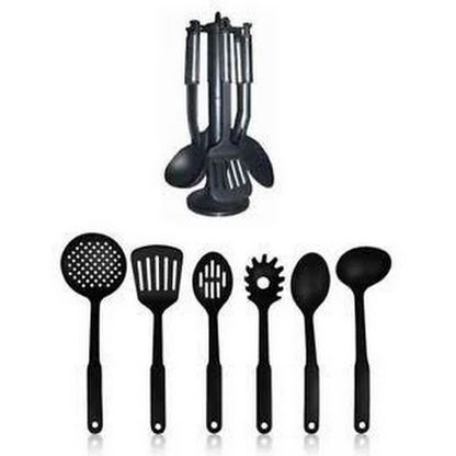 ® Premium 6Pc Nylon Kitchen Utensil Set for Cooking 30Cm Cooking Utensils,Slotted Spatula,Slotted Spoon,Spaghetti Server,Serving Spoon,Soup Ladle,Spatulas